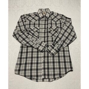 Ely Cattleman Mens Plaid Long Sleeve Western Snap Button Shirt Size Medium